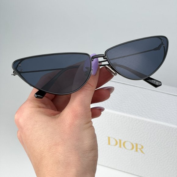 Dior MISSDIOR B1U H4B0 BRAND NEW Sunglasses Gunmetal Blue Unisex Metal Cat Eye
